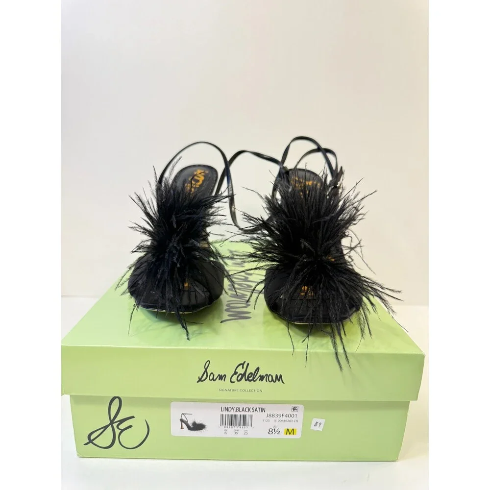 Sam Edleman Womens Lindy Black Satin Heels US 8.5
